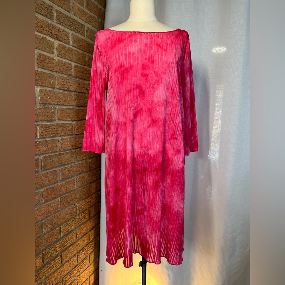 Westbound Beach pink tie-dyed semi-sheer coverup dress - small